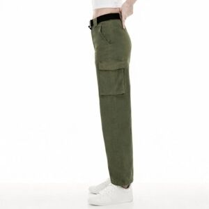 TNA Cargo Pants Womens XS Olive Army Green Fatigue Black Belt Aritzia Cotton